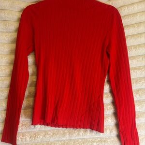 H&M Vibrant Red Ribbed Long Sleeve Top new without tags